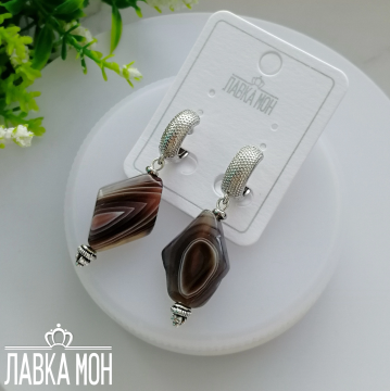 АС-106 Серьги с рубленым агатом «Ботсвана»