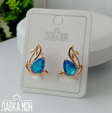 С-1350 Серьги "Голубые Тюльпаны"