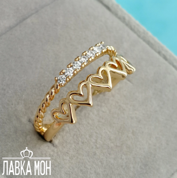 П-583 Двойное кольцо «Гирлянда сердец» (17)