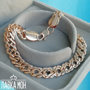 Б-319 Браслет «Двойной ромб с огранкой» (21.5 см)