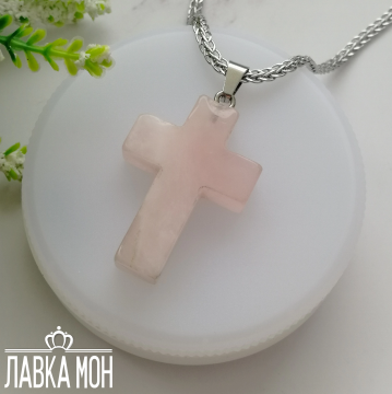 ПВК-0082 Крест из Розового кварца